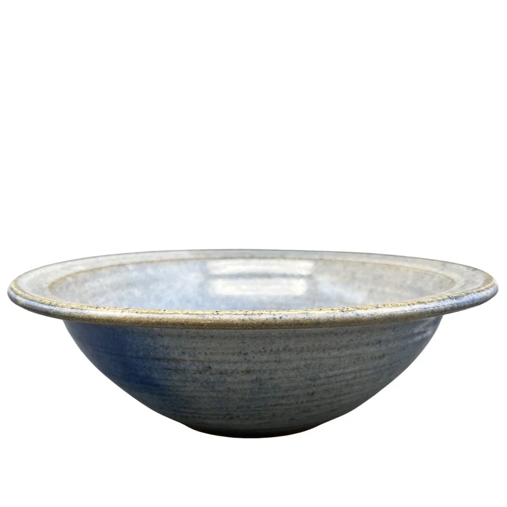 Handmade‎ Studio Pottery Bowl Blue Glaze Rustic Pottery Signd
